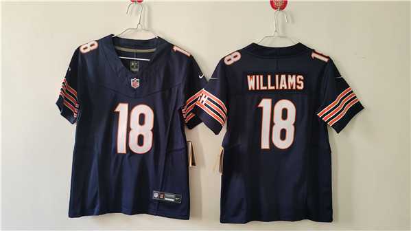 Womens Chicago Bears #18 Caleb Williams Navy 2024 Draft F.U.S.E. Vapor Football Stitched Jersey(Run Small)